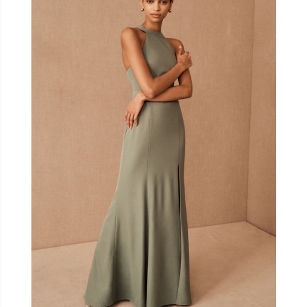 BHLDN Serephina Crepe Maxi Dress in Moss
